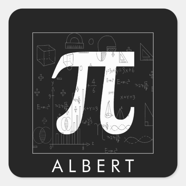 Math Monogram - Pi Symbol Quadratischer Aufkleber (Vorderseite)