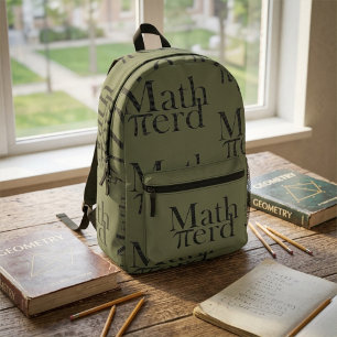 Math Nerd π Pi-Symbol Zahlen, Lehrer, Armee Grün Bedruckter Rucksack
