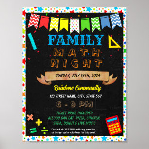 Math Night-Ereignisvorlage für Familien Poster