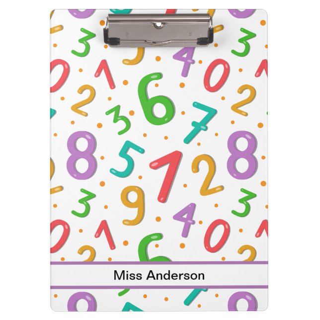 Math Numbers Muster für individuell anpassbare Leh Klemmbrett (Vorderseite)
