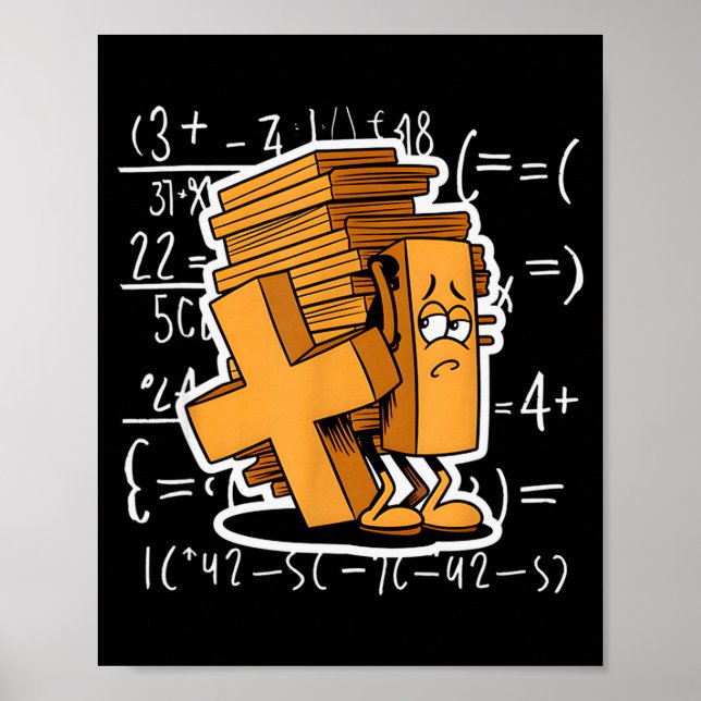 Math Overload Funny Equation Cartoon  Poster (Vorne)