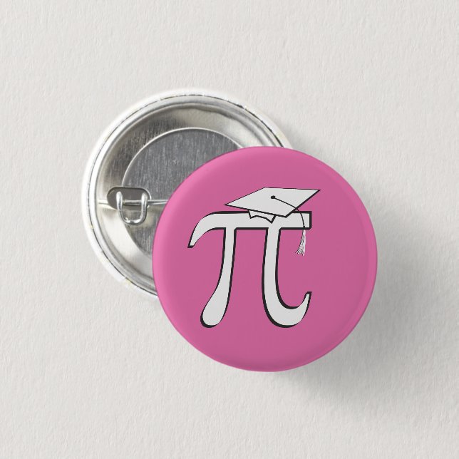 Math Pi Graduate - Rosa und Weiße Taste Button (Vorne & Hinten)