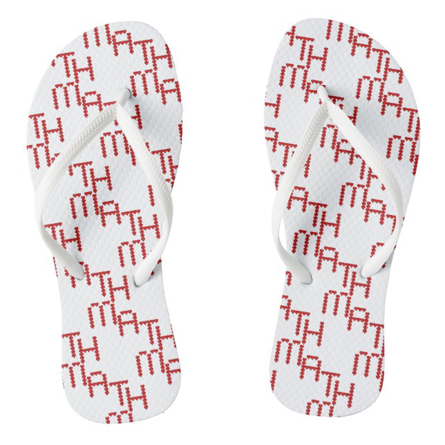 Math Red Hearts Text Flip Flops (Fußbett)