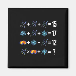 Math Reihenfolge der Operation Skiing Snow Flakes Magnet