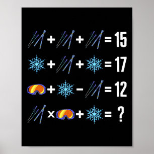Math Reihenfolge der Operation Skiing Snow Flakes  Poster