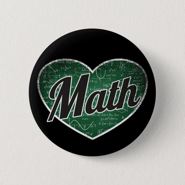 Math Retro Heart Blackboard Liebe Button (Vorderseite)