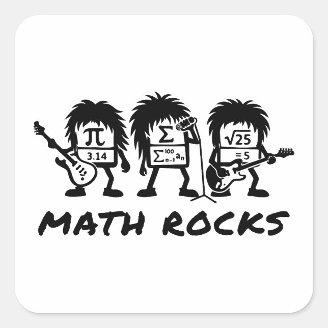 Math Rocks Academic Rock Band Humor Quadratischer Aufkleber (Vorderseite)