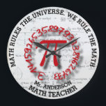 Math School College Or University Teacher Große Wanduhr<br><div class="desc">Math School College Or University Teacher with red Pi and handwritten numbers. You can customize it with your own text or name</div>