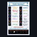 Math Signing Poster<br><div class="desc">Click on Firecrackinmama > education> posters/prints to get large and colossal sizes. Teaching math is one thing. Kids understanding what the teacher is teaching is another thing. Now kids can relieve their anxiety of math with this easy to read poster clearly defining operation symbols. As an added bonus they have...</div>