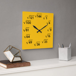 Math Square Root Wall Clock Quadratische Wanduhr