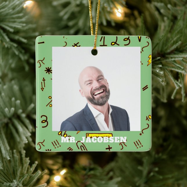 Math Symbols Frame Teacher   Keramikornament (Baum)