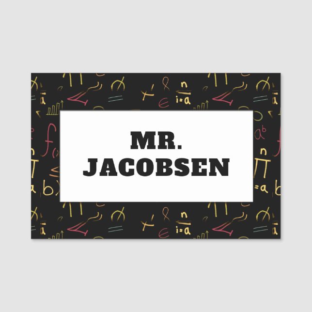 Math Symbols Frame Teacher Namensschild (Vorderseite)