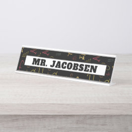 Math Symbols Frame Teacher Schreibtischnamensplakette