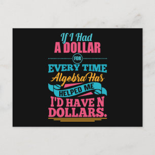 Math Teacher Algebra Pun N Dollars Postkarten