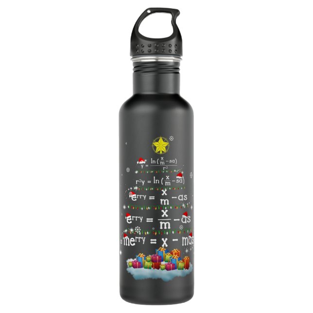 Math Teacher Christmas Tree Funny Christmas Math f Edelstahlflasche (Vorderseite)