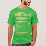 Math Teacher Funny Mathematics Nutrition Label in T-Shirt<br><div class="desc">Mathematiker Funny Mathematics Nutrition Label in Gold .Grosses Shirt für sich selbst,  Familie,  Großvater,  Großmutter,  Großvater,  Großvater,  Großvater,  Mama,  Vater,  Schwester,  Onkel,  Tante,  Männer,  Frauen und alle anderen</div>