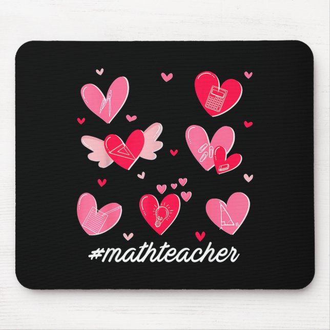Math Teacher Heart Valentines Day Mathematics Teac Mousepad (Vorne)