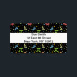 Math Teacher - Mathematics Data Geek Symbols Adressaufkleber<br><div class="desc">Colorful math instrument tools, symbols, dots and star sprinkles make a simple, minimalist pattern for math teachers, or students. >> Cute for math teacher appreciation, data geek, college engineer lab instructor, computer programmer. >> Customizable artwork. Add YOUR OWN personal name or message. Click "Personalize this template" or create your own...</div>