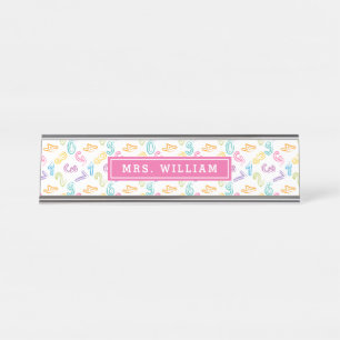 Math Teacher Name Niedlich Numbers Muster Schreibtischnamensplakette