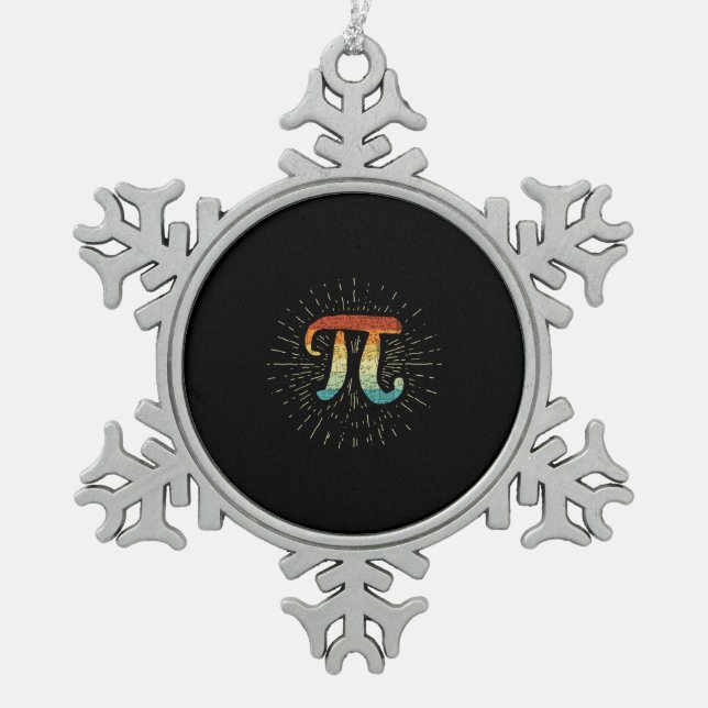 Math Teacher Niedlich Pi Schneeflocken Zinn-Ornament (Vorderseite)