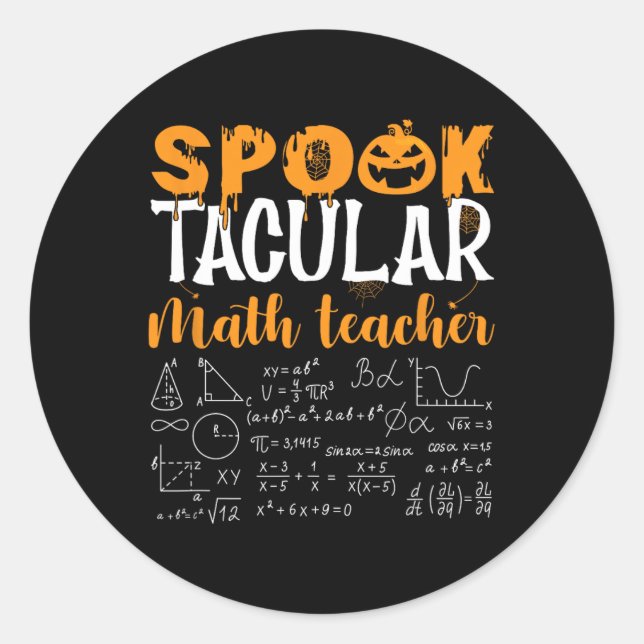 Math Teacher Scary Math Lover Mathematics Hallowee Runder Aufkleber (Vorderseite)