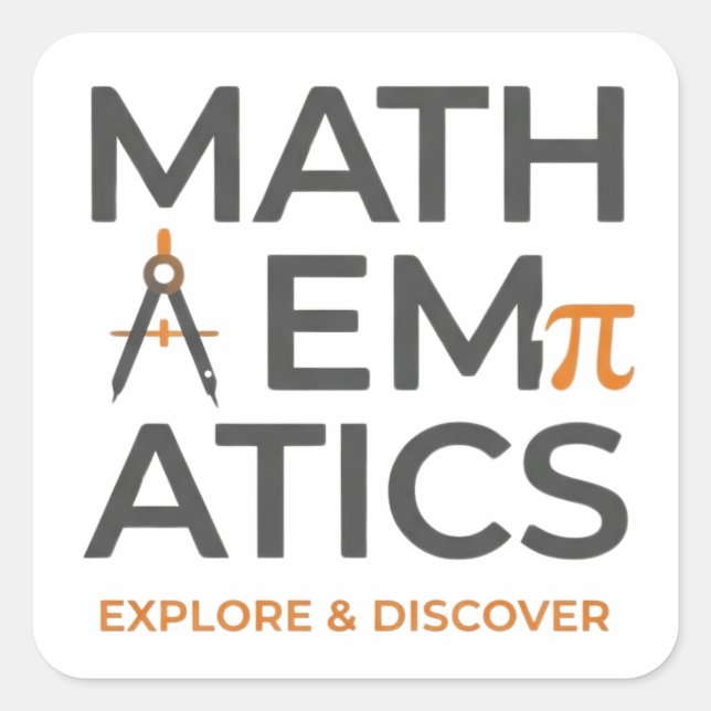 Math Teacher Typography Design Quadratischer Aufkleber (Vorderseite)