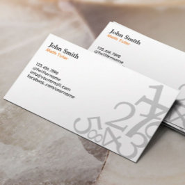 Math Tutor Einfache Zahlen Lehrer Schlicht Visitenkarte