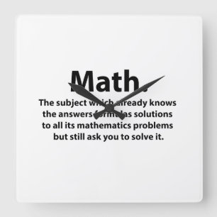Math Typografie Funny Math Quadratische Wanduhr