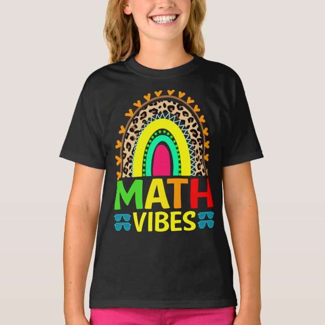Math Vibes Rainbow Leopard zurück zum T - Shirt (Vorderseite)