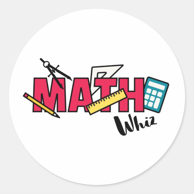 Math Whiz Runder Aufkleber (Vorderseite)