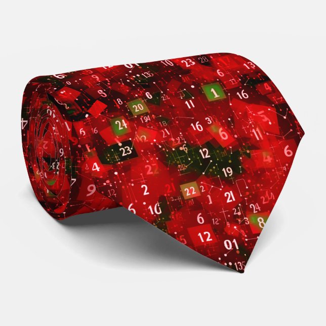 Mathe Abstrakt Christmas Red Green Krawatte (Gerollt)