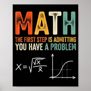 Mathe der erste Schritt ist zuzugeben, ein Problem Poster