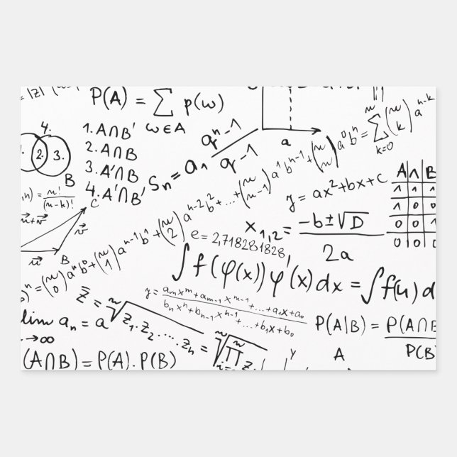 Mathe Geek, Mathematik Problem lösen Muster Geschenkpapier Set (Vorderseite)