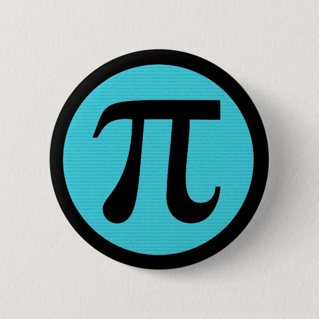 Mathe geek Pi Symbol, blau auf schwarz Button (Vorderseite)