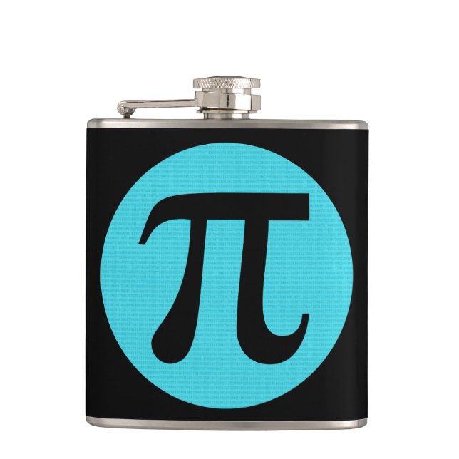 Mathe Geek Pi Symbol, blau auf schwarz Flachmann (Vorderseite)