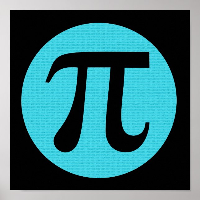 Mathe Geek Pi Symbol, blau auf schwarz Poster (Vorne)