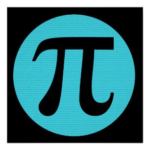 Mathe Geek Pi Symbol, blau auf schwarz Poster