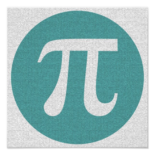 Mathe Geek Pi Symbol, blauer Kreis und Ziffern. Fotodruck (Vorne)
