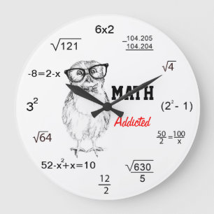 Mathe gewöhnte nerdy Eule Große Wanduhr