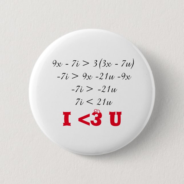 Mathe I <3. I <3 U Button (Vorderseite)
