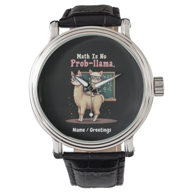 Mathe ist kein Prob-Lama-Spaß und Niedliche Mathem Armbanduhr (Vorderseite)
