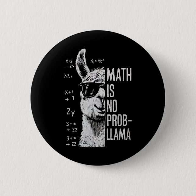 Mathe ist kein Prob-Llama Lustiger Llama Mann Frau Button (Vorderseite)