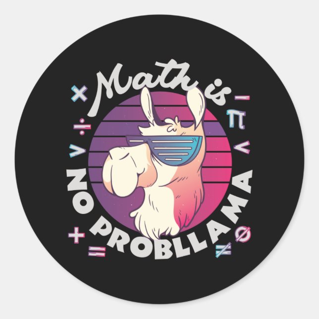 Mathe ist kein ProbLlama Runder Aufkleber (Vorderseite)