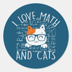 Mathe Kitty Cat I Liebe Mathe und Katzen Runder Aufkleber