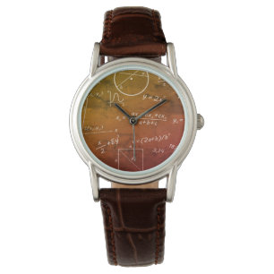 Mathe klassisch-braune Lederuhr Armbanduhr