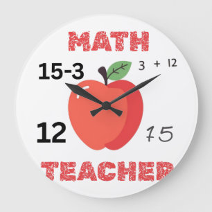 Mathe-Lehrer Apfel Design lustiges Mathe-Lehrer-Sh Große Wanduhr