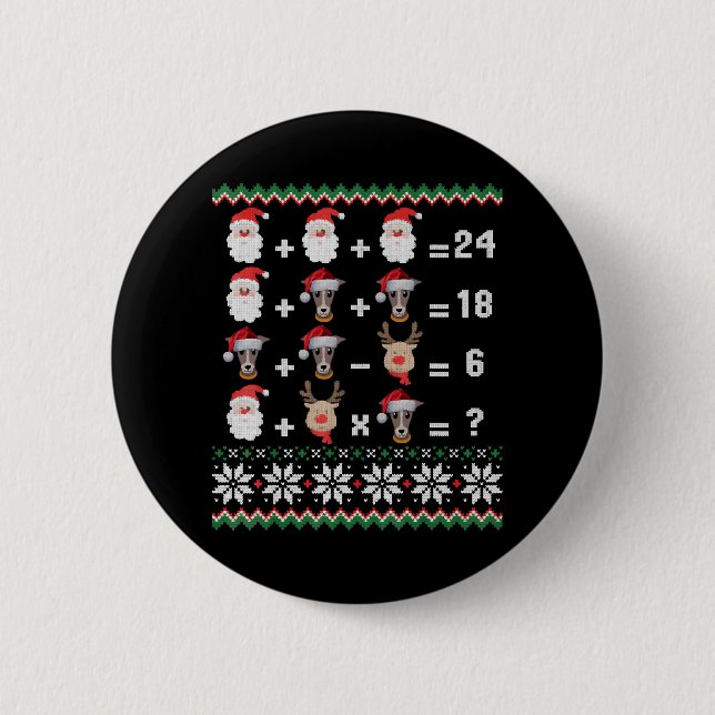 Mathe Lehrer Christmas GREYHOUND Button (Vorderseite)