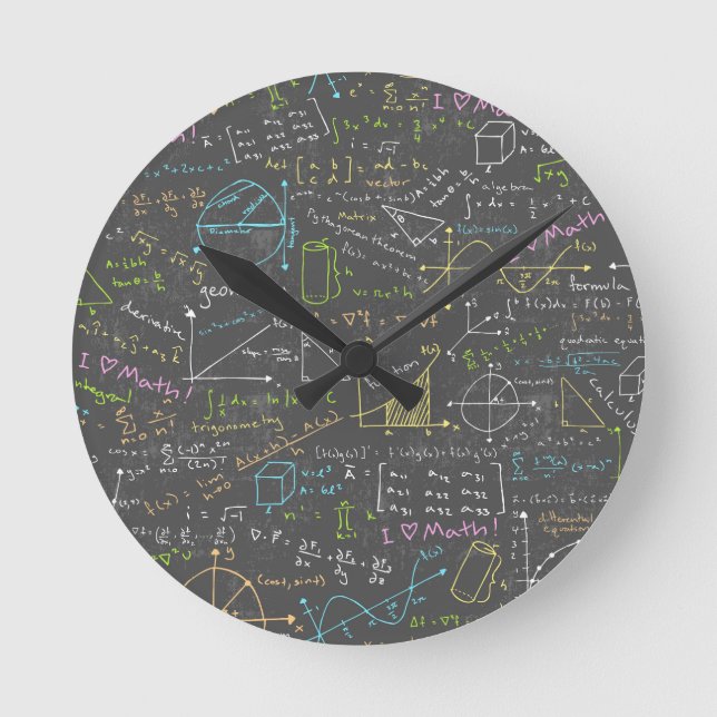 Mathe-Lektionen Runde Wanduhr (Vorderseite)