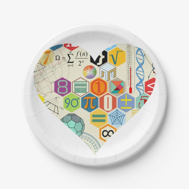 Mathe-Liebe-Papierplatte Pappteller (Vorderseite)