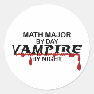 Mathe-Major Vampir bis zum Nacht Runder Aufkleber